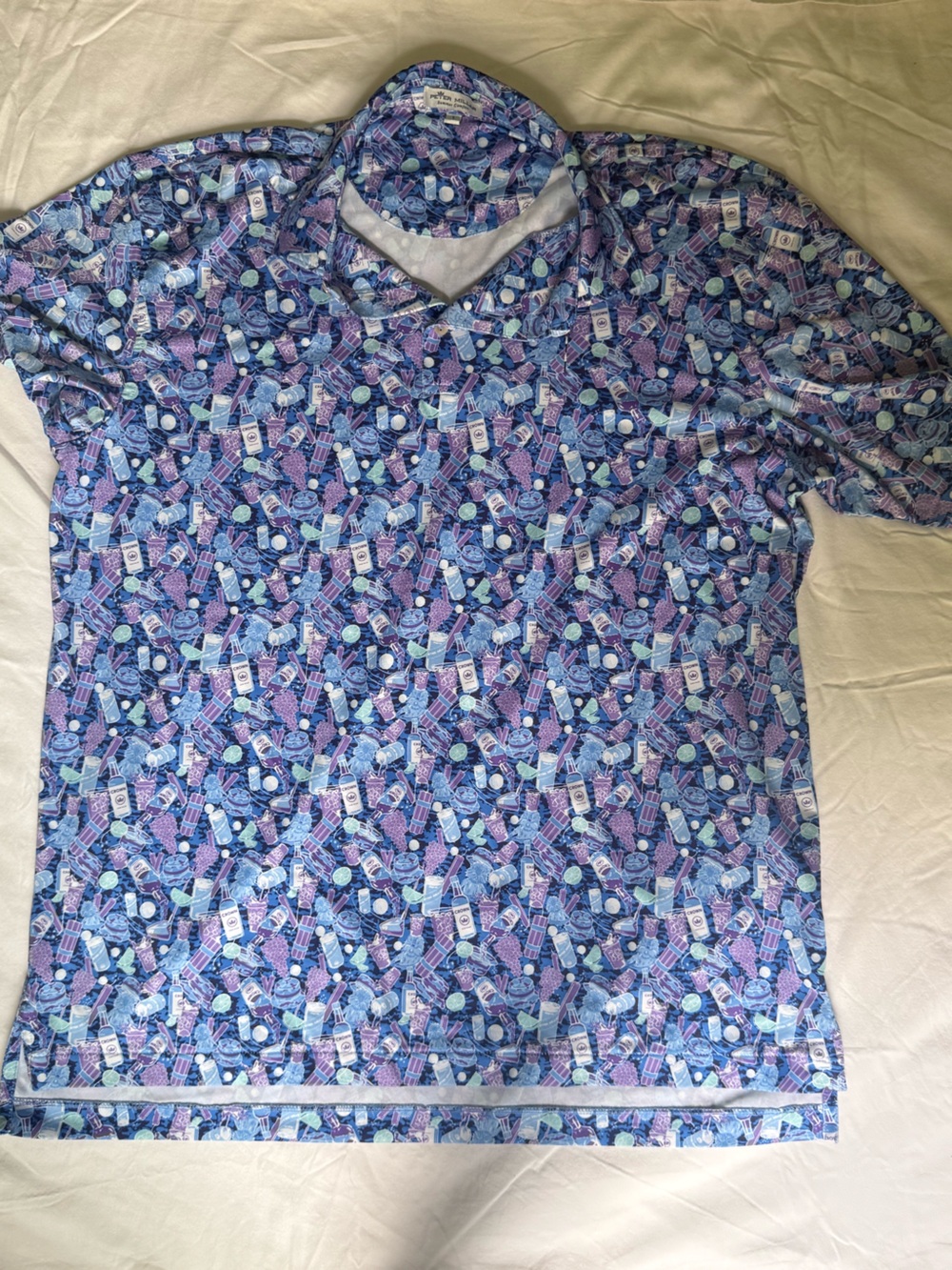Peter Millar Men's Polo in Blue and Purple Pattern